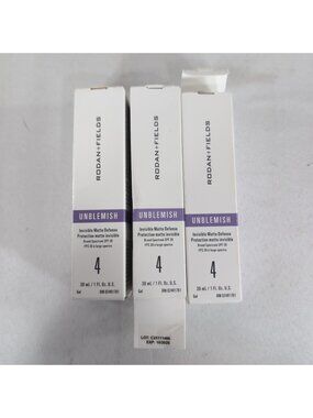 Rodan and Fields Unblemish Step 4 3 Lot Set Invisible 30 ml 1 floz SPF 30 Gel